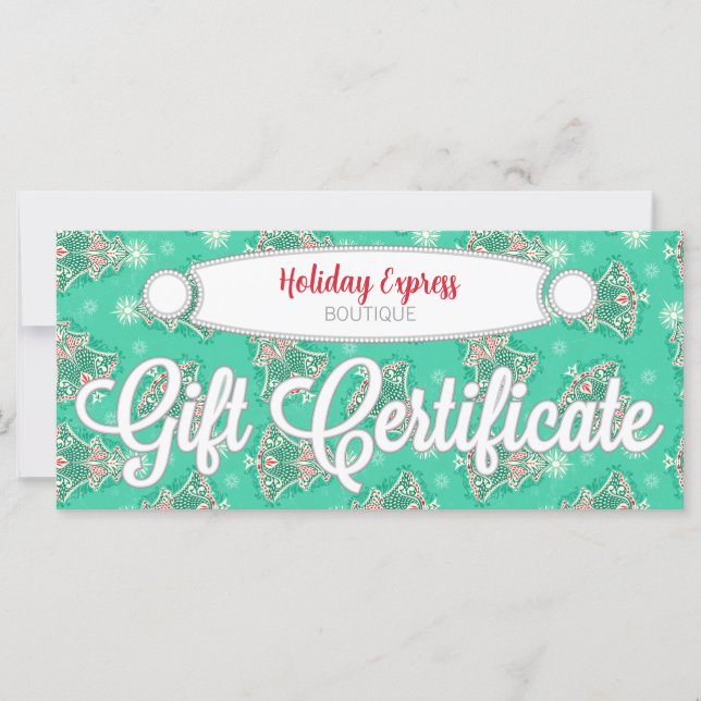 Christmas Trees on Mint - Custom Gift Certificate (Front)
