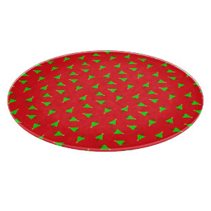 Christmas trees on red cutting board