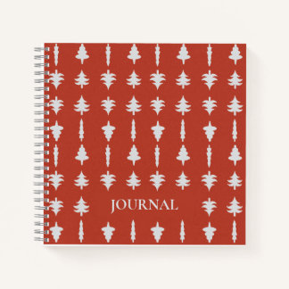 Christmas Trees on Red Journal 8.5" X 8'5"