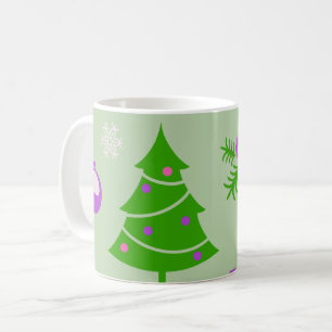Christmas Trees Ornaments and Snowflakes Pattern  Coffee Mug