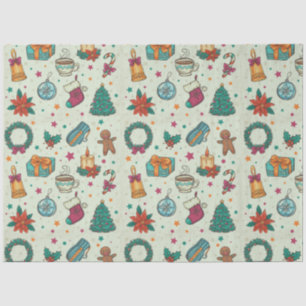 Christmas Trees Ornaments Stars Green Christmas Tissue Paper