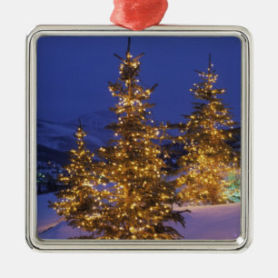 Christmas trees, Park City, Wastch Mountains, 2 Metal Ornament