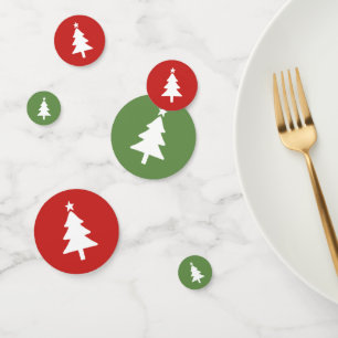 Christmas Trees Party Table Confetti Red Green