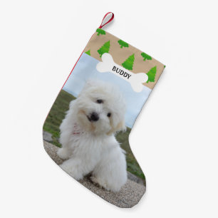 Christmas Trees Pattern Dog Bone Pet Photo Small Christmas Stocking