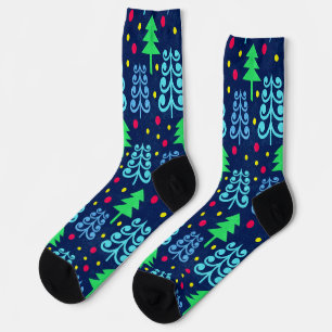 Christmas Trees Pattern Socks
