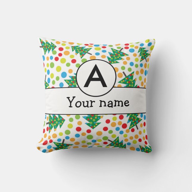 Christmas trees pattern throw pillow (Front)