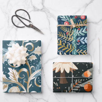 Christmas trees pattern wrapping paper sheet