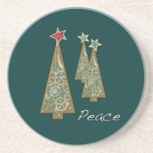 Christmas Trees-Peace/Green Coaster