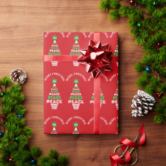 Christmas Trees Peace Green Red and White 2025 Wrapping Paper