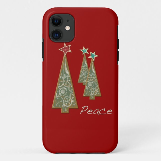 Christmas Trees-Peace/Red Case-Mate iPhone Case (Back)