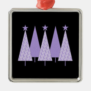 Christmas Trees - Periwinkle Ribbon Metal Ornament