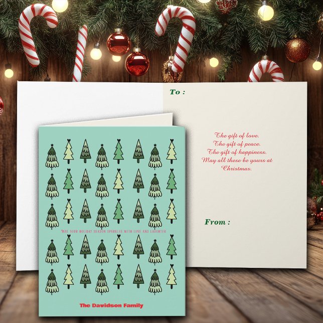Christmas Trees Personalize Name & Greetings  Card (Creator Uploaded)