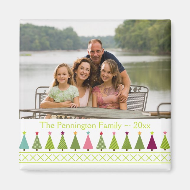 Christmas trees personalized photo magnet (Front)
