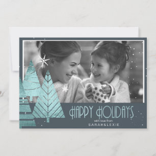 Christmas Trees Photo Template Teal ID863