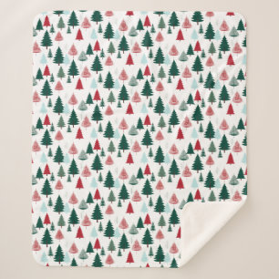 Christmas Trees Pine Forest Cozy Patterned Sherpa Blanket