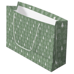 Christmas trees Pine Nature Forest Xmas watercolor Large Gift Bag