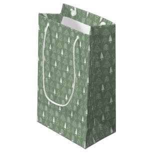 Christmas trees Pine Nature Forest Xmas watercolor Small Gift Bag
