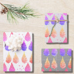 Christmas Trees Pink Purple Wrapping Paper Sheet<br><div class="desc">This cute Christmas wrapping paper is decorated with whimsical watercolor Christmas Trees in shades of pink and purple on white and gray backgrounds.
Because we create our own artwork you won't find this exact image from other designers.
Original Watercolor © Michele Davies.</div>