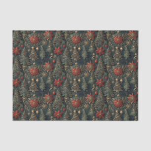 Christmas trees, poinsettias, snowflakes, stars tissue paper