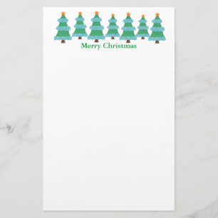 Christmas trees, pointillism, holiday stationery