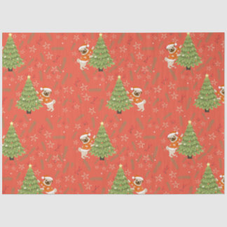 Christmas trees &pug dog pattern custom background tissue paper