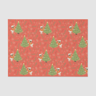 Christmas trees &pug dog pattern custom background tissue paper