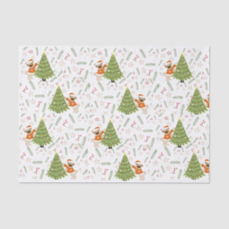 Christmas trees &pug dog pattern custom background tissue paper