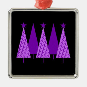 Christmas Trees - Purple Ribbon Crohns & Colitis Metal Ornament