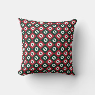 Christmas Trees Red Green and White Pattern Throw Pillow