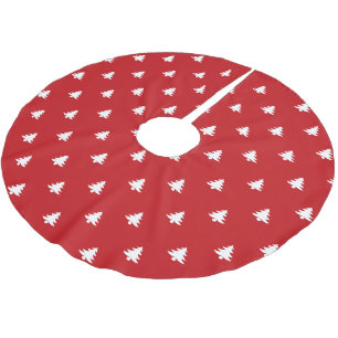 Christmas Trees red white pattern cute modern Brushed Polyester Tree Skirt