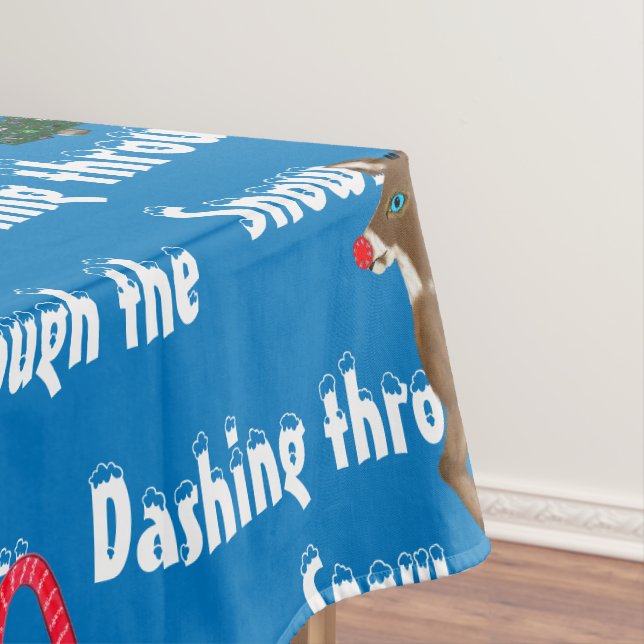 Christmas Trees Reindeer Candy Canes Tablecloth (In Situ)