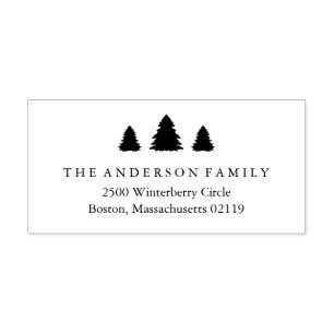 Christmas Trees Return Address Rubber Stamp