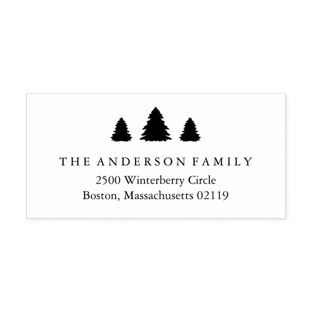 Christmas Trees Return Address Rubber Stamp (Imprint)