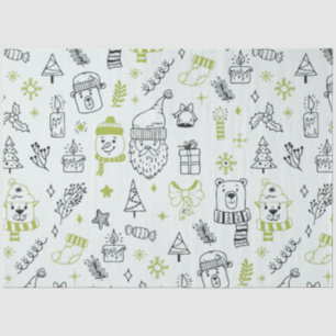 Christmas Trees Santa Bears Green Christmas Tissue Paper