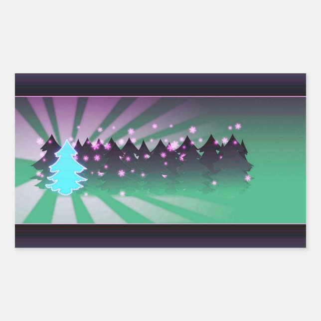Christmas Trees Shades of Green Sticker (Front)
