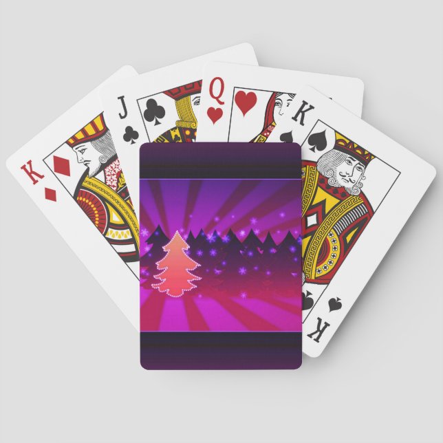 Christmas Trees Shades of Purple Playing Cards (Back)