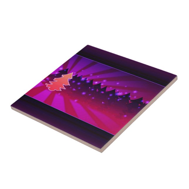 Christmas Trees Shades of Purple Tile (Side)