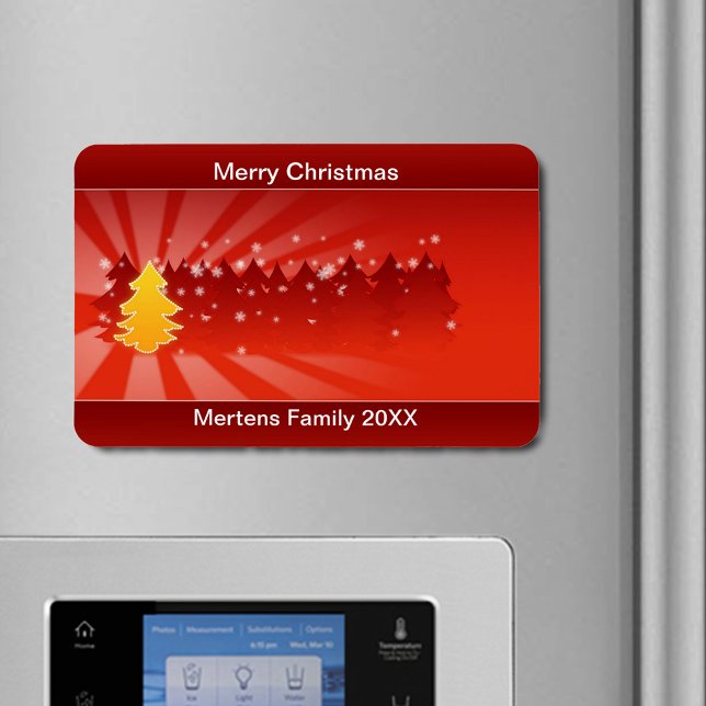 Christmas Trees Shades Yellow Red Holiday Flexible Magnet (Christmas Trees Shades Yellow Red Holiday Flexible Magnet)