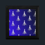 Christmas Trees Silver on Cobalt Blue Gift Box<br><div class="desc">Thank You for visiting The Holiday Christmas Shop! You are viewing The Lee Hiller Designs Holiday Collection of Home and Office Decor,  Apparel,  Gifts,  Collectibles and more. The Designs include Lee Hiller Photography in Hand Drawn Mixed Media and  Digital Art Collection.</div>