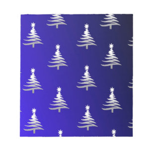 Christmas Trees Silver on Cobalt Blue Notepad