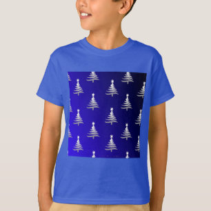 Christmas Trees Silver on Cobalt Blue T-Shirt
