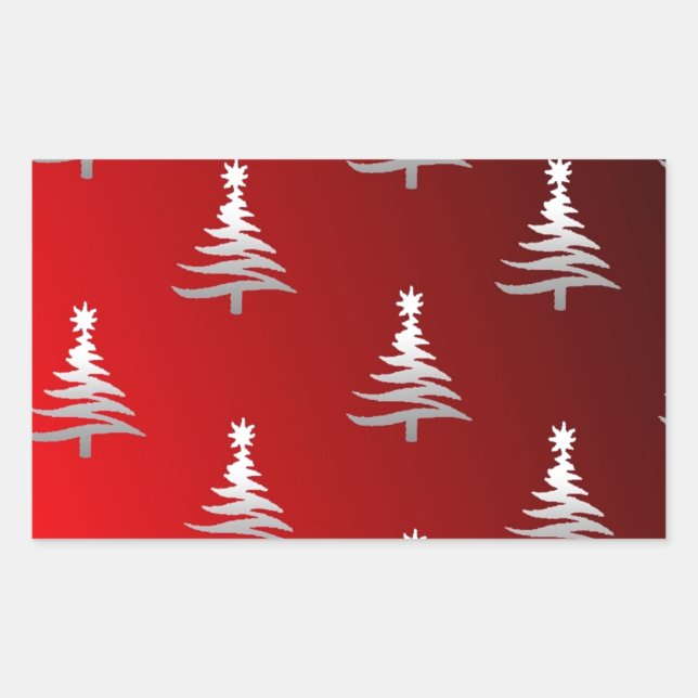 Christmas Trees Silver on Red Sticker (Front)