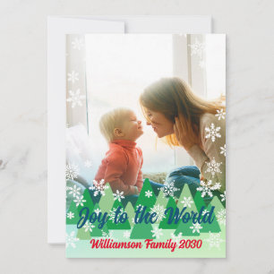 Christmas Trees Snowflakes Joy to the World  Holiday Card