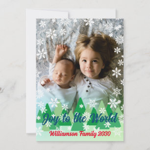 Christmas Trees Snowflakes Joy to the World Holiday Card