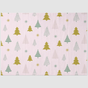 Christmas Trees Snowflakes Pink Christmas Tissue Paper