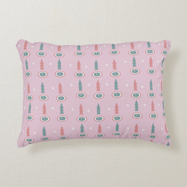 Christmas Trees Snowflakes Pink Green   Accent Pillow (Front)