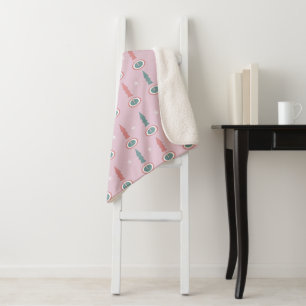 Christmas Trees Snowflakes Pink Green  Sherpa Blanket