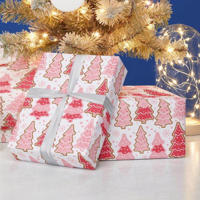 Christmas Trees Snowflakes Polka Dots Christmas Wrapping Paper (Holidays)
