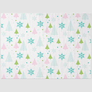 Christmas Trees Snowflakes White Christmas Tissue Paper