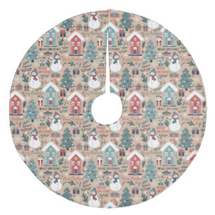 Christmas Trees, Snowmen, Gifts and Houses  Fleece Tree Skirt